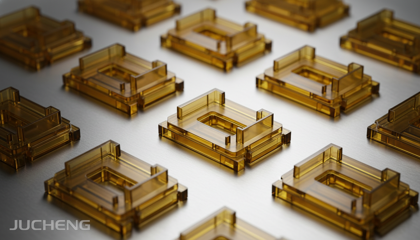 Custom-injection-molded-amber-colored-transparent-SABIC-Ultem-1010-high-flow-connectors