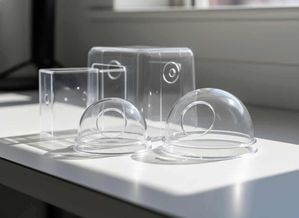 High-precision-injection-molded-UV-stabilized-clear-PC-dome-lenses-and-enclosures-made-of-Covestro-Makrolon-2407