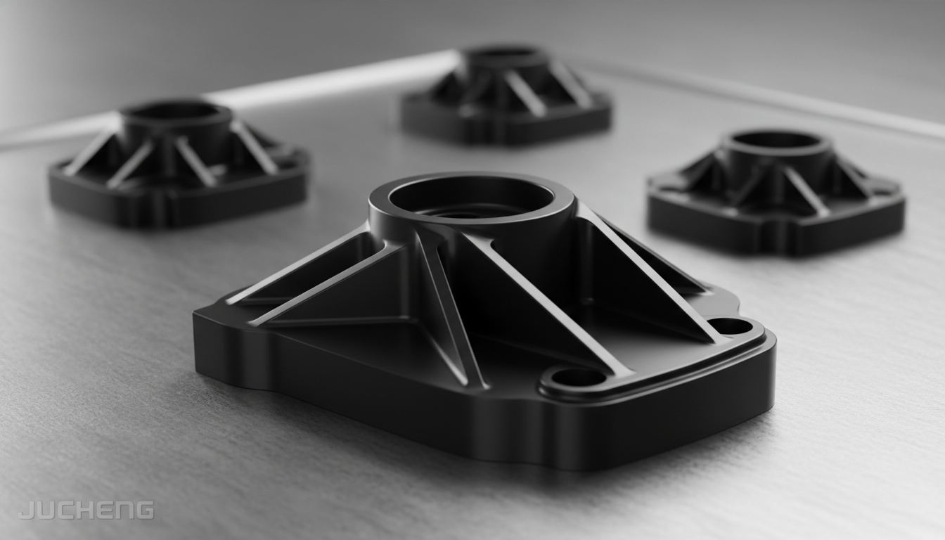 High-precision-injection-molded-black-30-glass-filled-PEEK-structural-brackets-made-from-Victrex-PEEK-450GL30