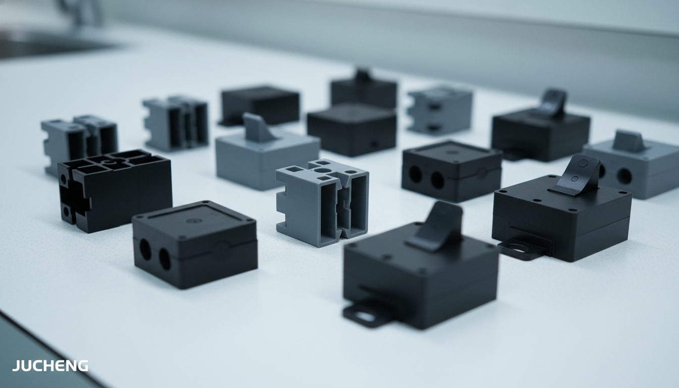High-precision-injection-molded-flame-retardant-PBTPC-alloy-bobbins-switches-and-enclosures-made-from-SABIC-Valox-357