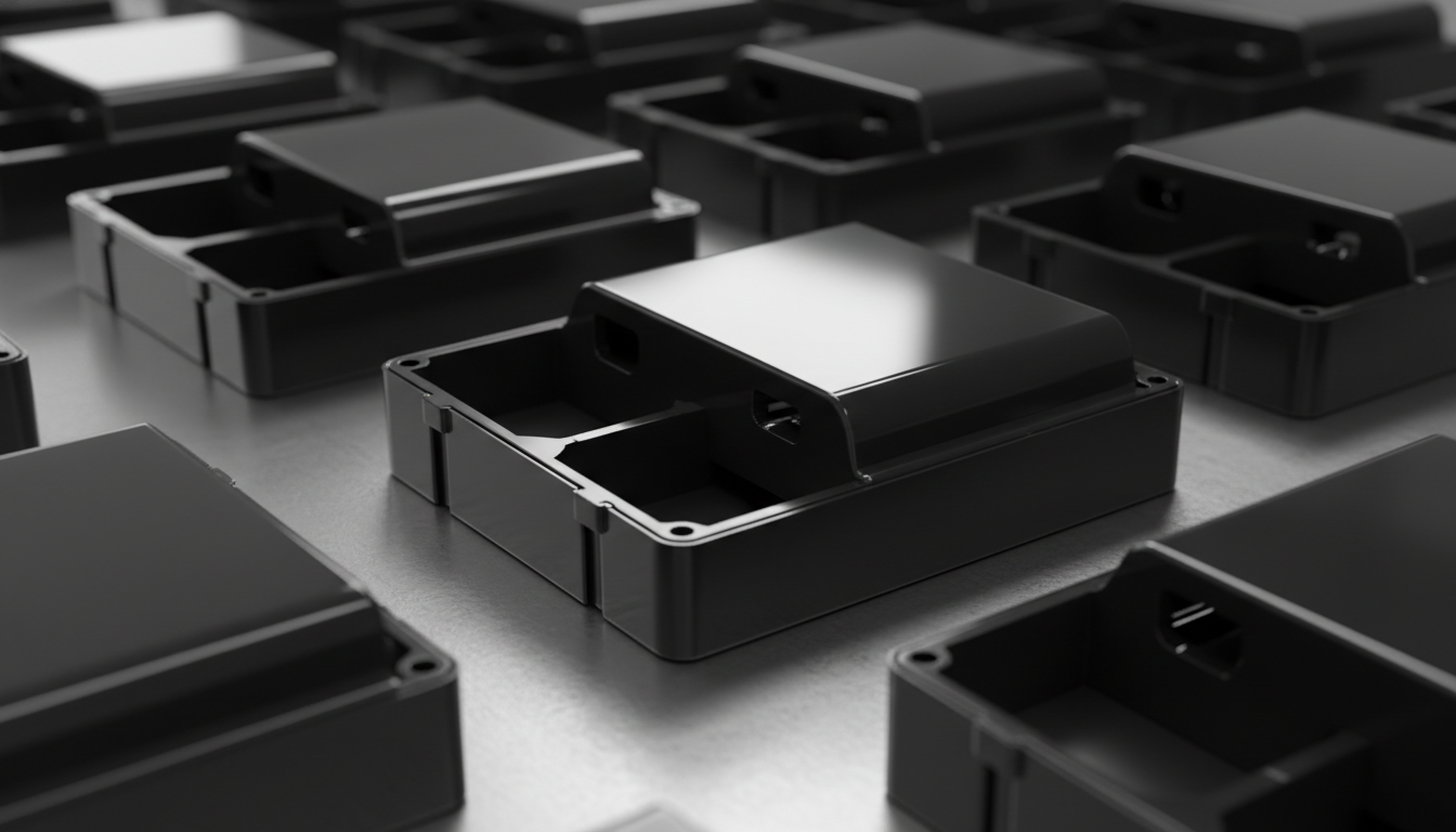 High-precision-injection-molded-glossy-black-ABS-electronic-enclosures-with-snap-fit-joints-1