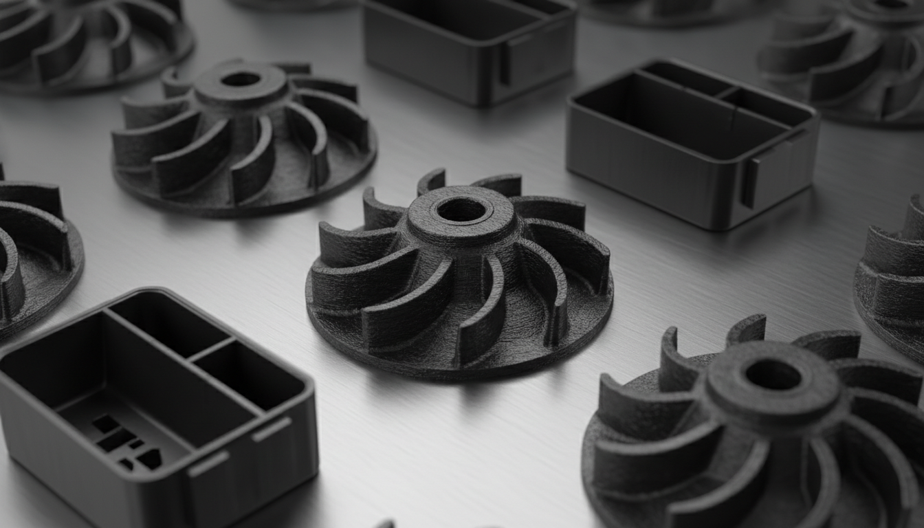 Precision-injection-molded-black-40-glass-filled-PPS-water-pump-impellers-and-connector-housings-1