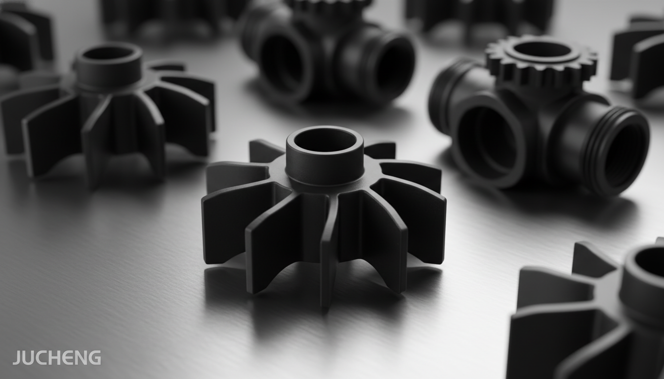 Precision-injection-molded-black-40-glass-filled-linear-PPS-water-pump-impellers-and-faucet-valve-cores-made-from-Polyplastics-Durafide-1140A6