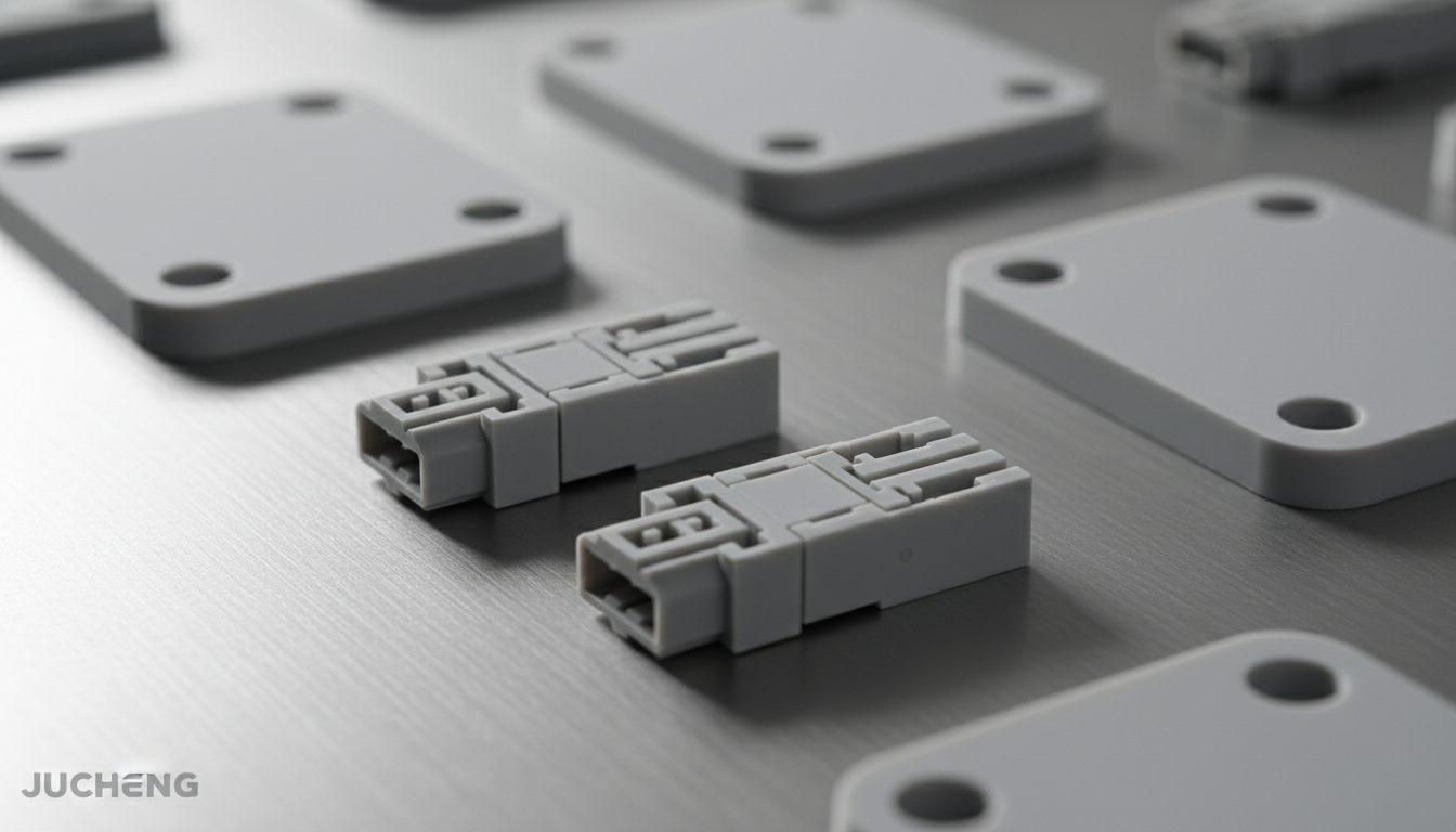 Precision-injection-molded-grey-Fortron-1140L4-PPS-thin-walled-connectors
