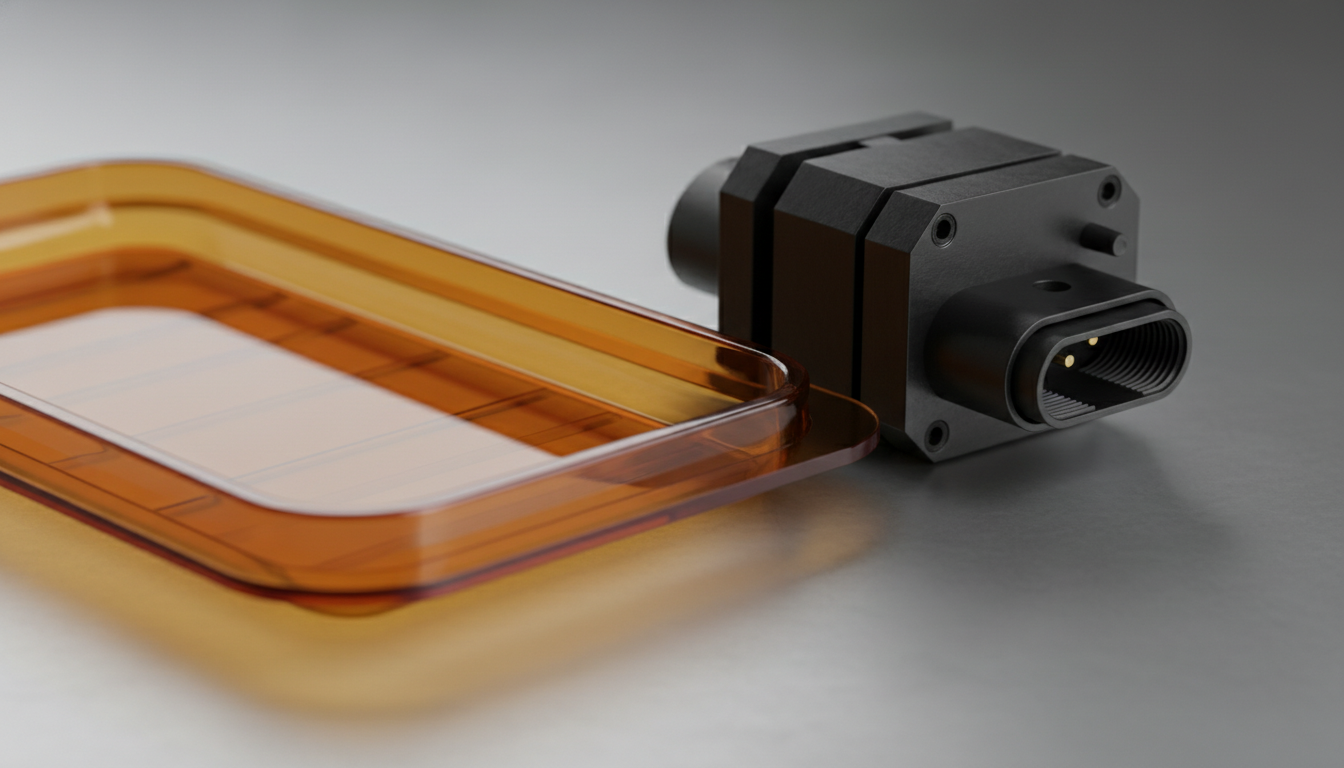 Precision-injection-molded-semi-transparent-amber-PEI-medical-trays-and-glass-filled-black-PEI-aerospace-connectors-1
