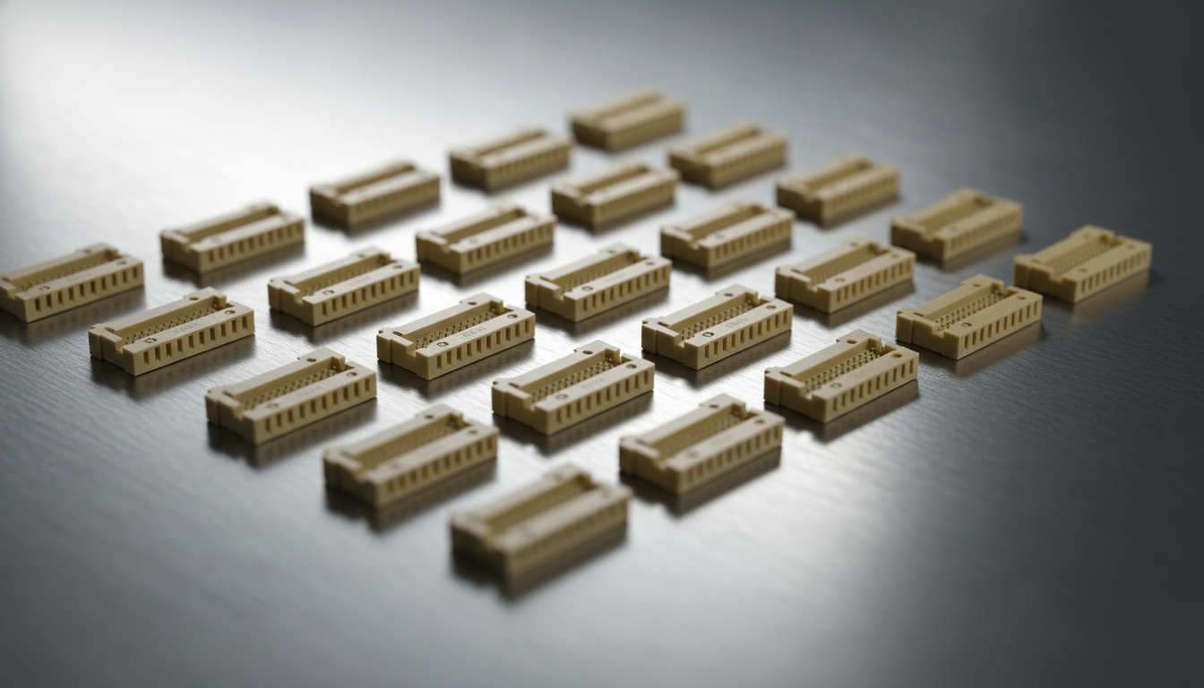 Precision-injection-molded-beige-Vectra-E130i-LCP-ultra-thin-5G-connectors