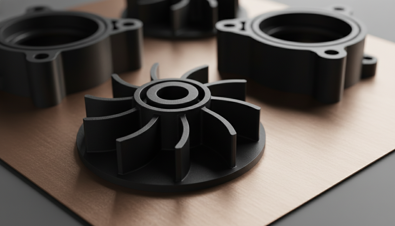 Precision-injection-molded-black-Torelina-A504FG-PPS-water-pump-impellers