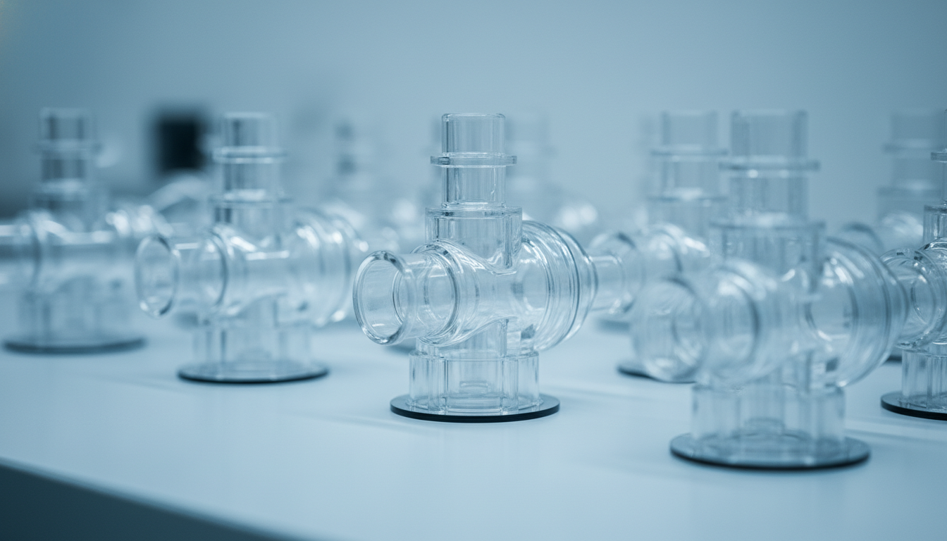 Precision-injection-molded-clear-Makrolon-Rx1805-medical-connectors