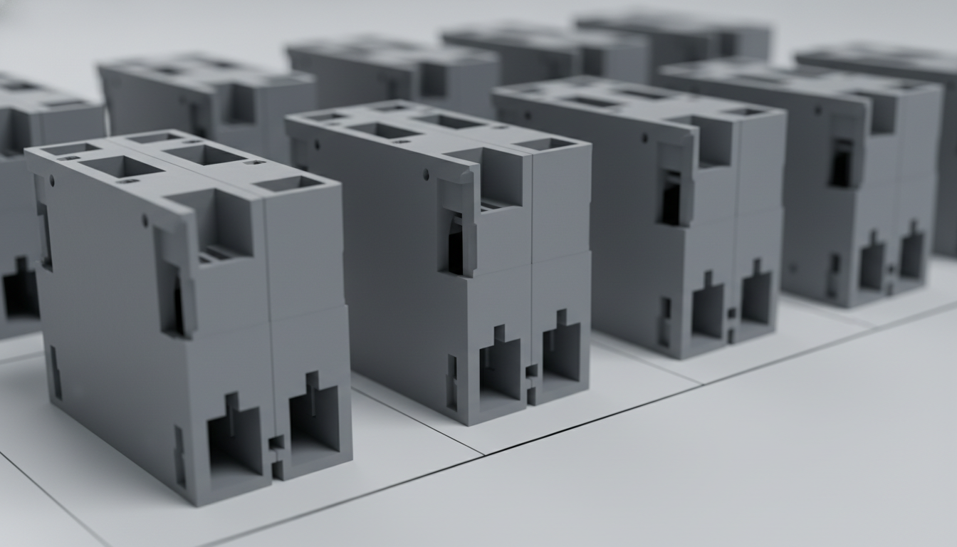 Precision-injection-molded-grey-Ultramid-A3U42G6-flame-retardant-PA66-terminal-blocks