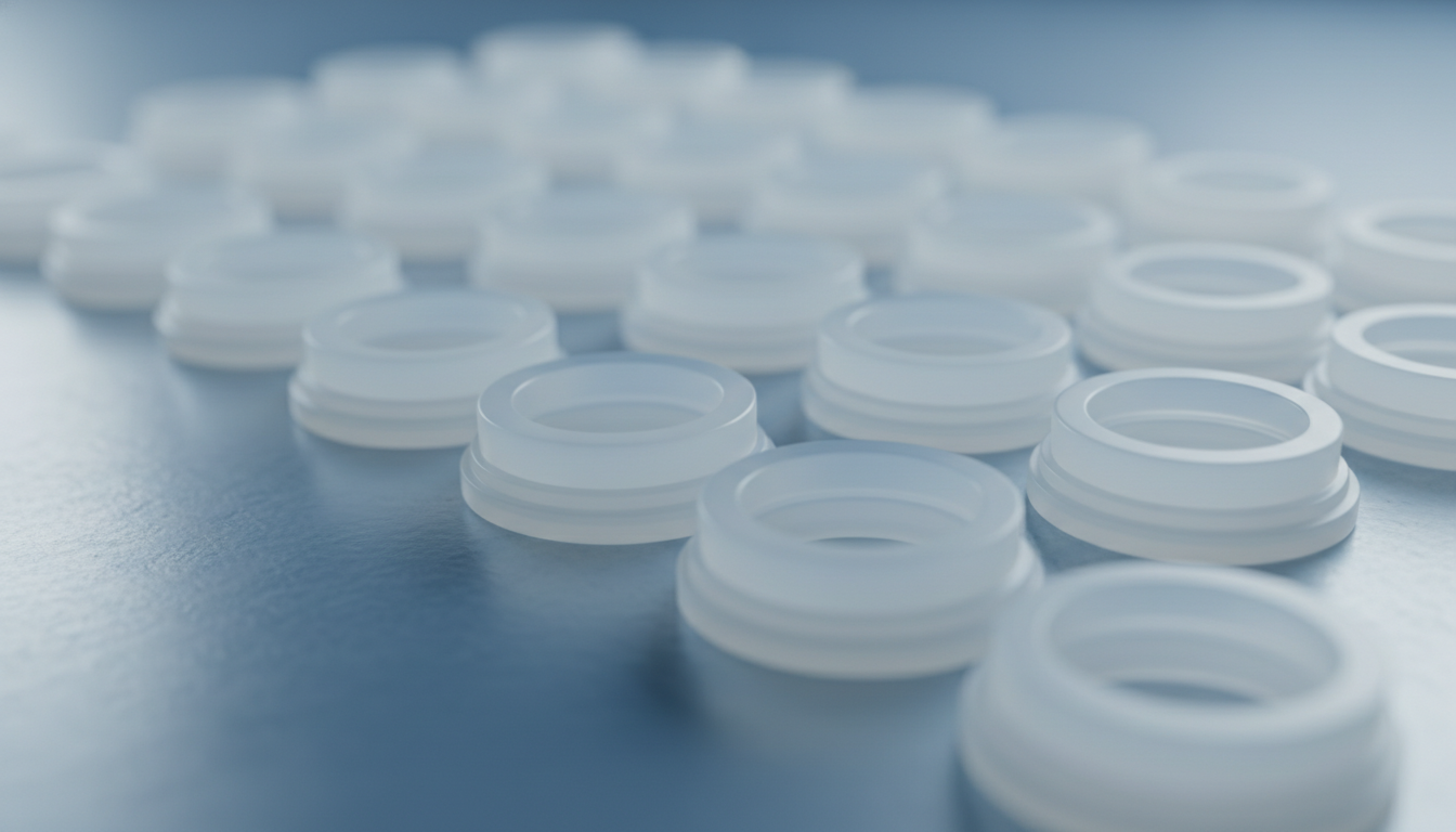 Precision-injection-molded-translucent-Sarlink-3140-TPV-micro-seals-and-gaskets