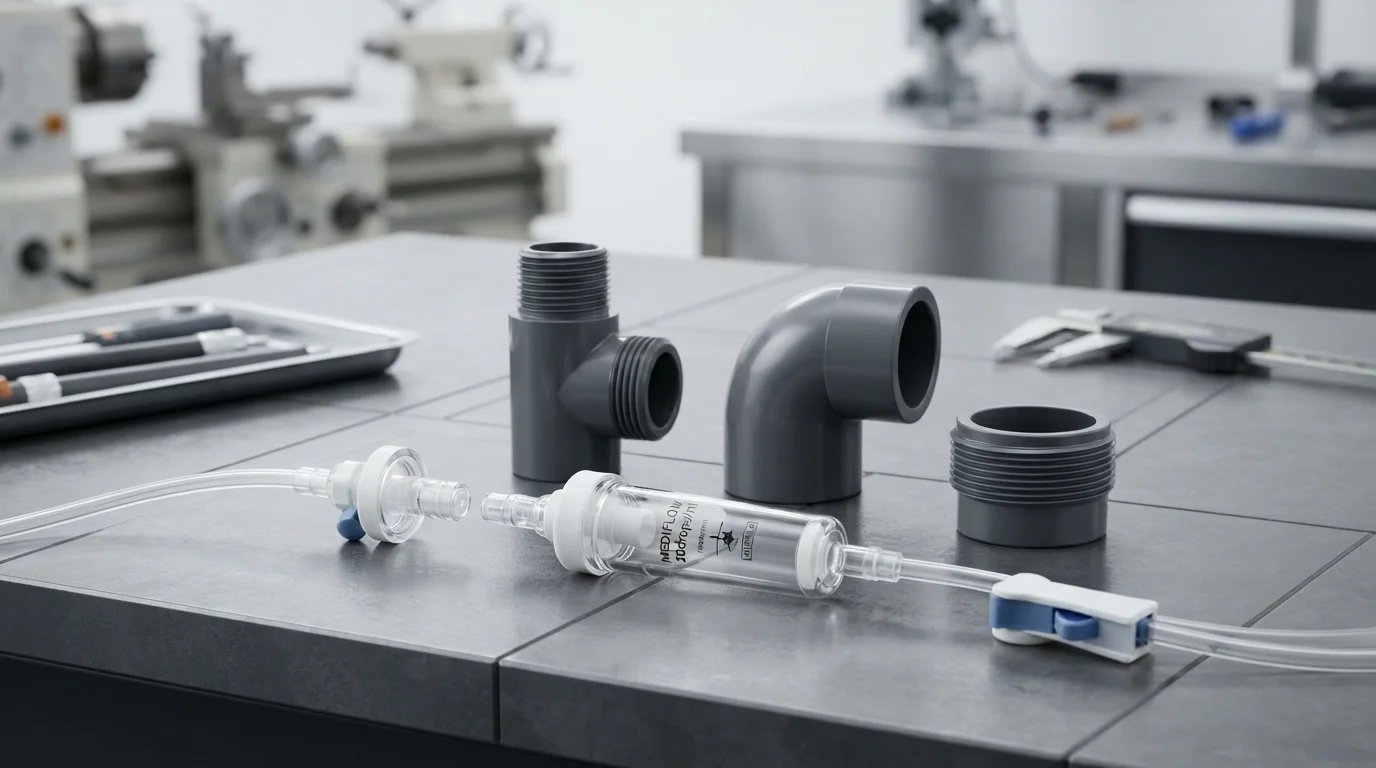Precision-injection-molded-clear-and-gray-PVC-pipe-fittings-and-valves