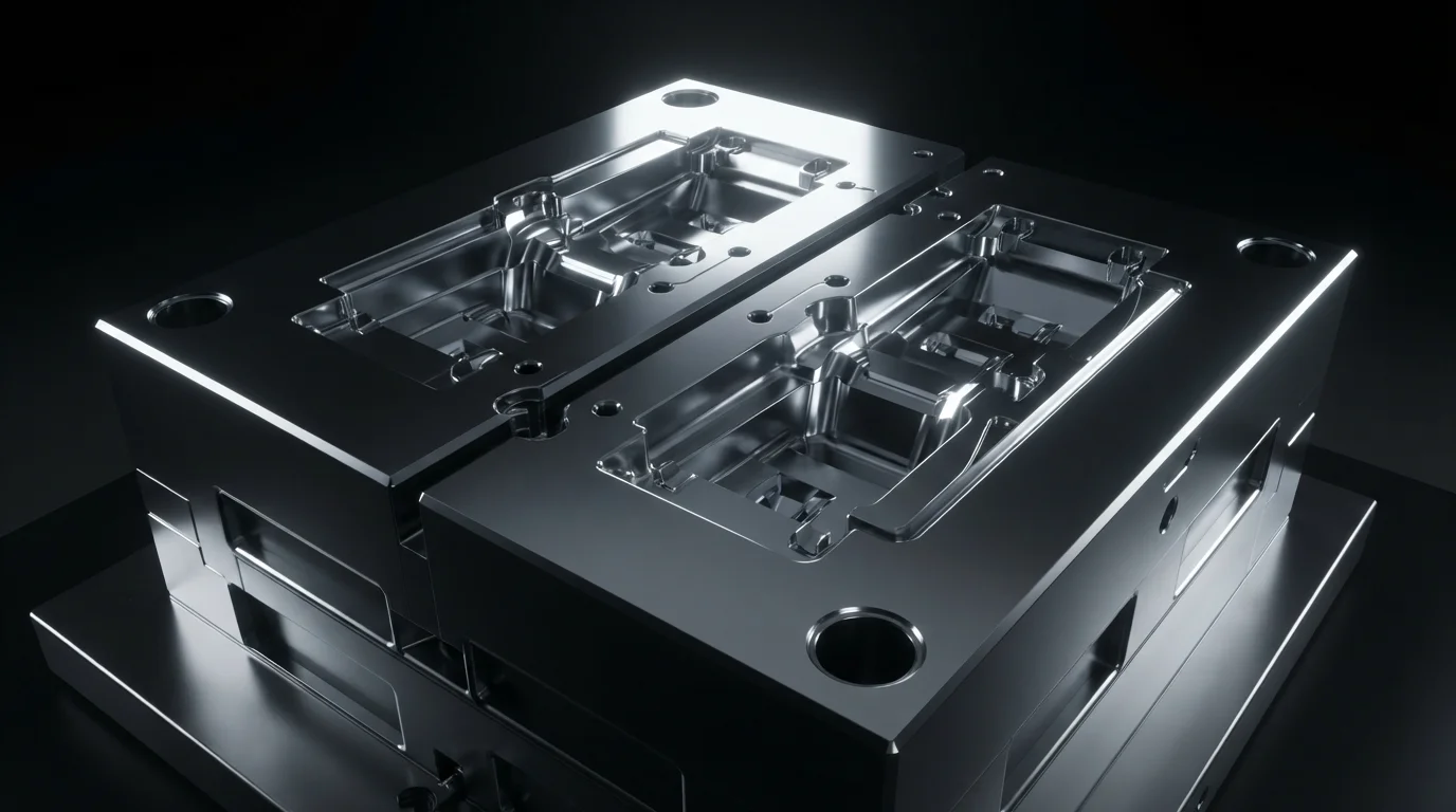 Custom-injection-mold-tooling-core-machined-from-hardened-S136-stainless-steel
