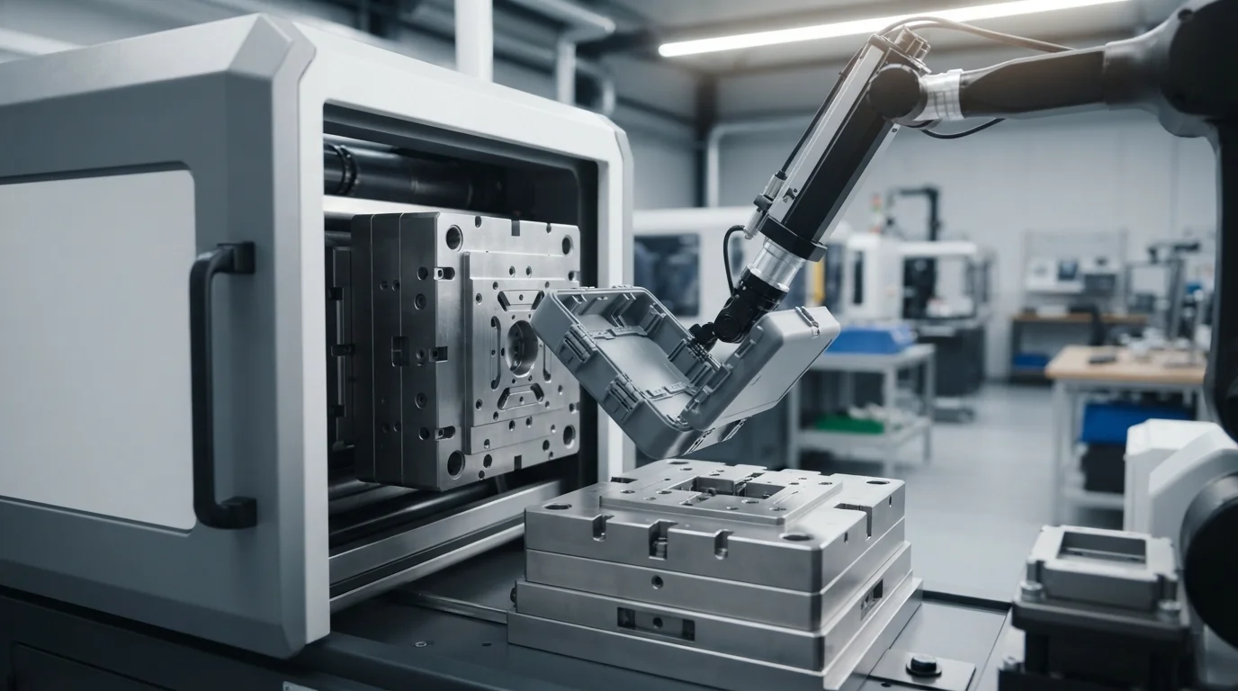 High-speed-rapid-injection-molding-machine-producing-complex-plastic-components