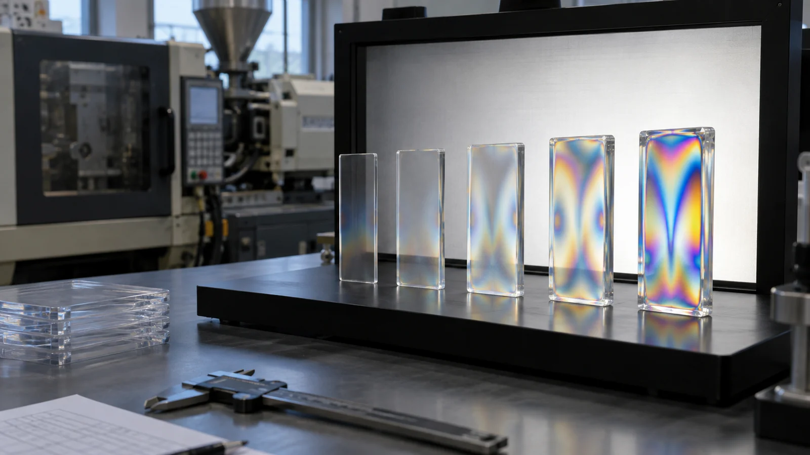 polarized-retardation-pattern-in-clear-polymer