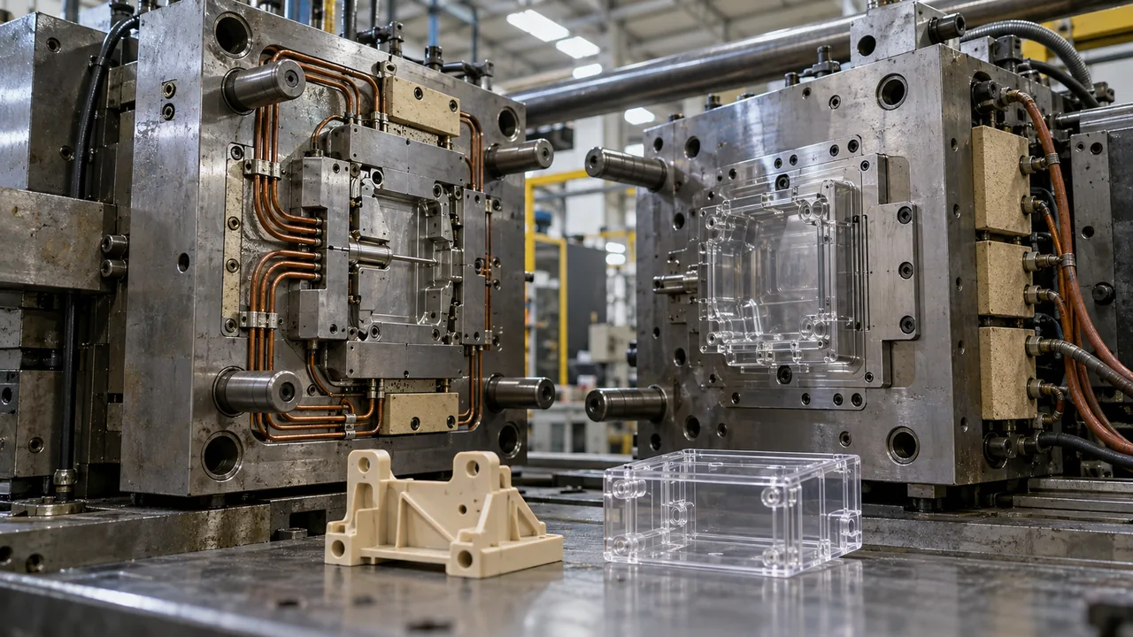 peek-polycarbonate-heated-mold-setup