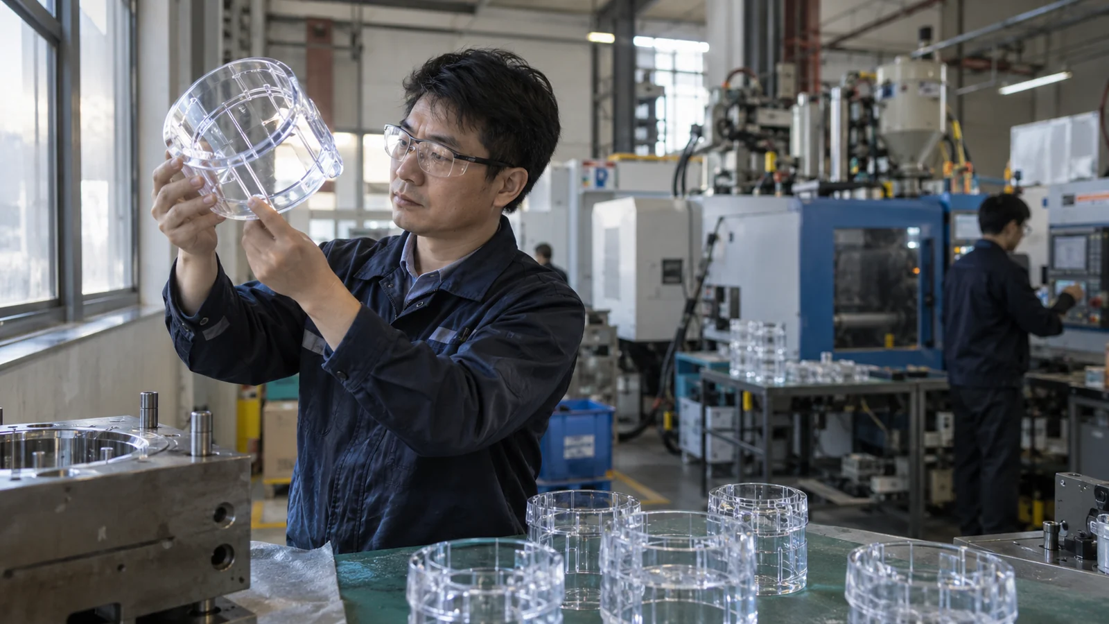 engineer-examining-thick-clear-components