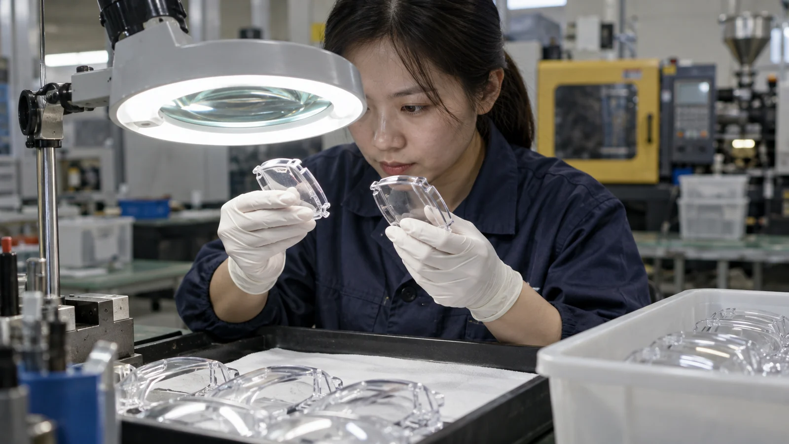 technician-examining-black-speck-evidence