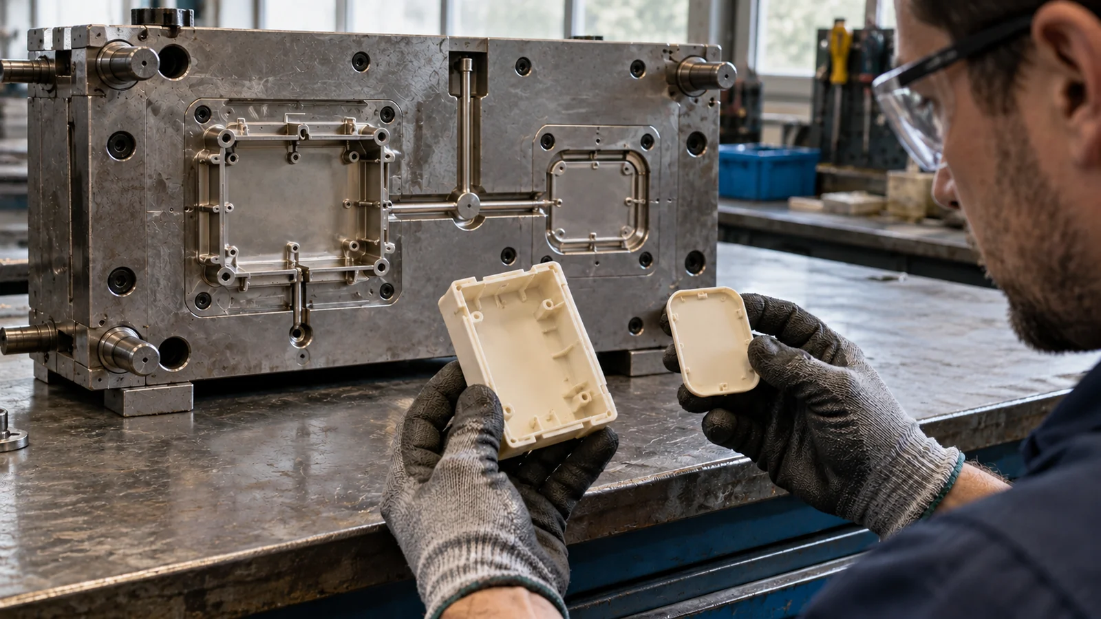 Different molded parts share one tool