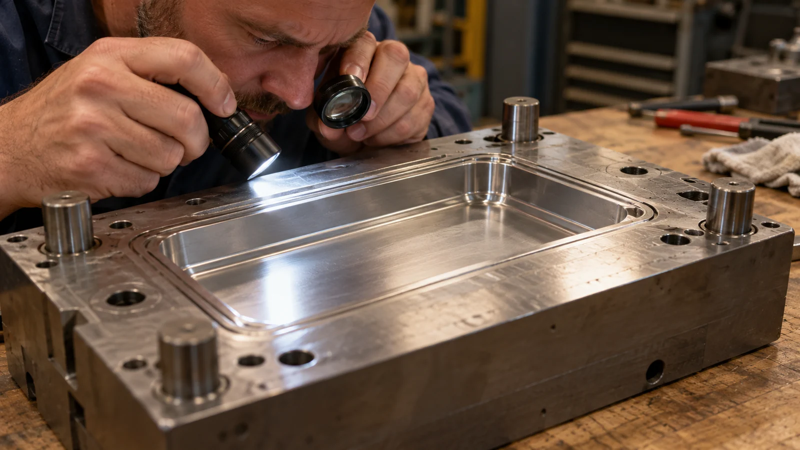 Technician checks vented mold surface