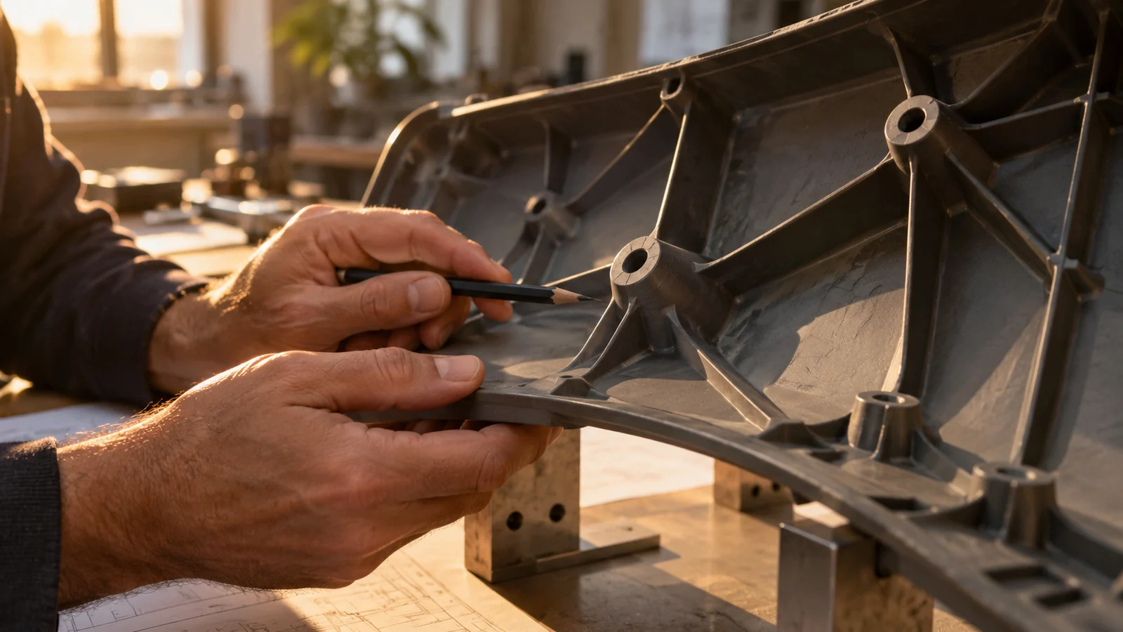 Engineer checks molded panel load features