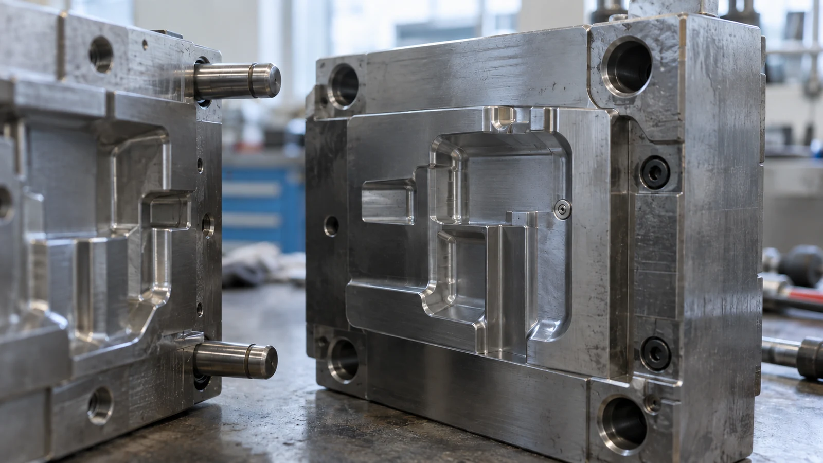Gas pin beside machined mold cavity