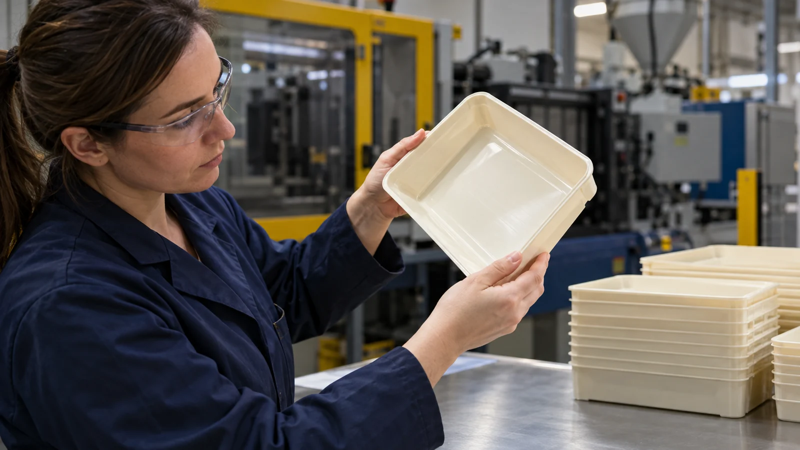 Molder examines a fast-fill sample