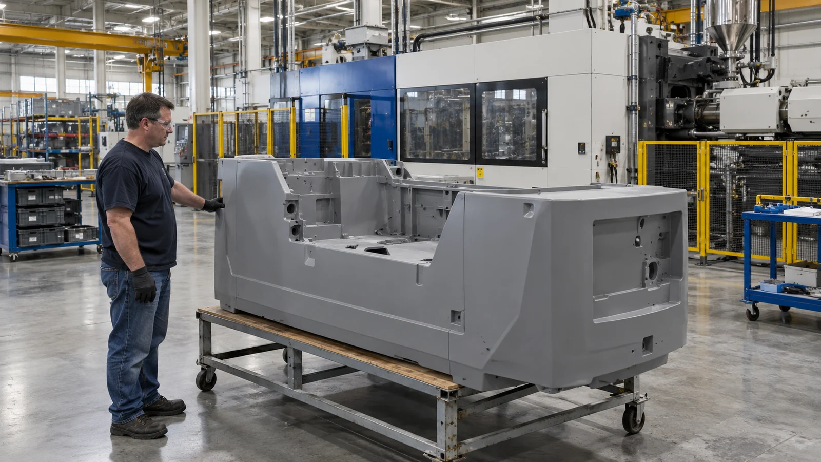 Large molded housing production cell