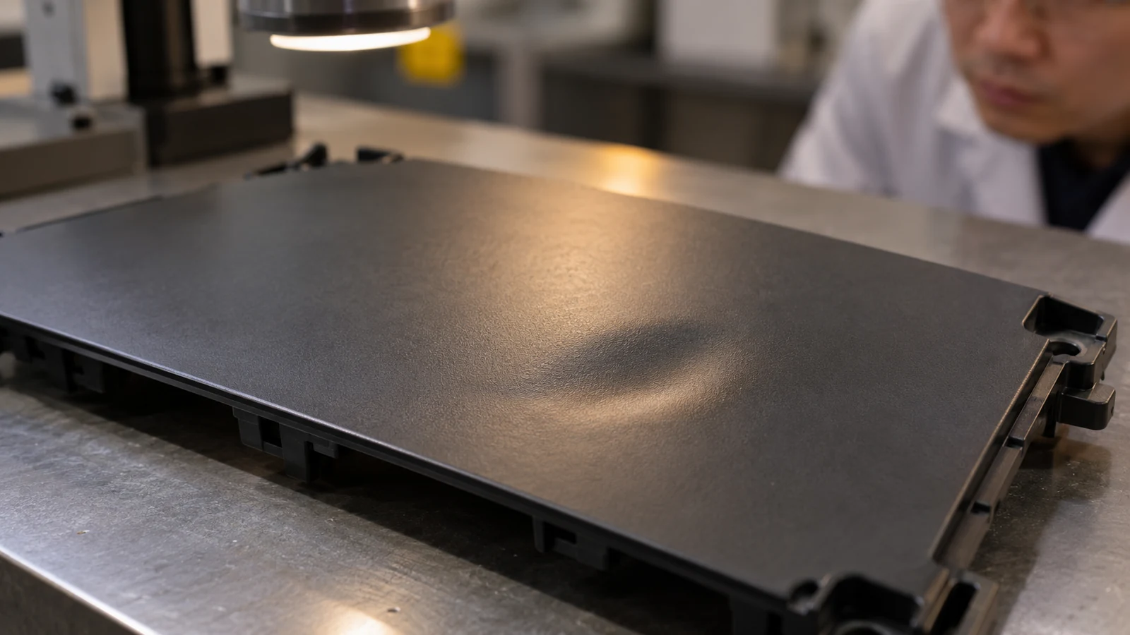 Molded panel surface shows subtle depression