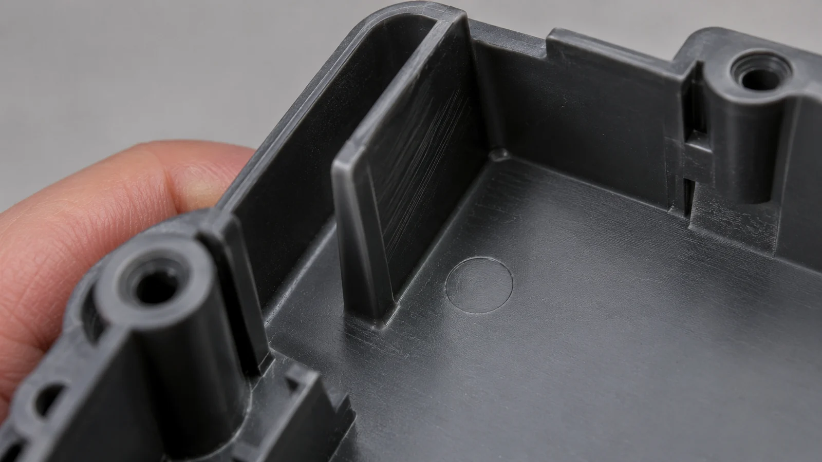 Molded part showing ejection scuffs