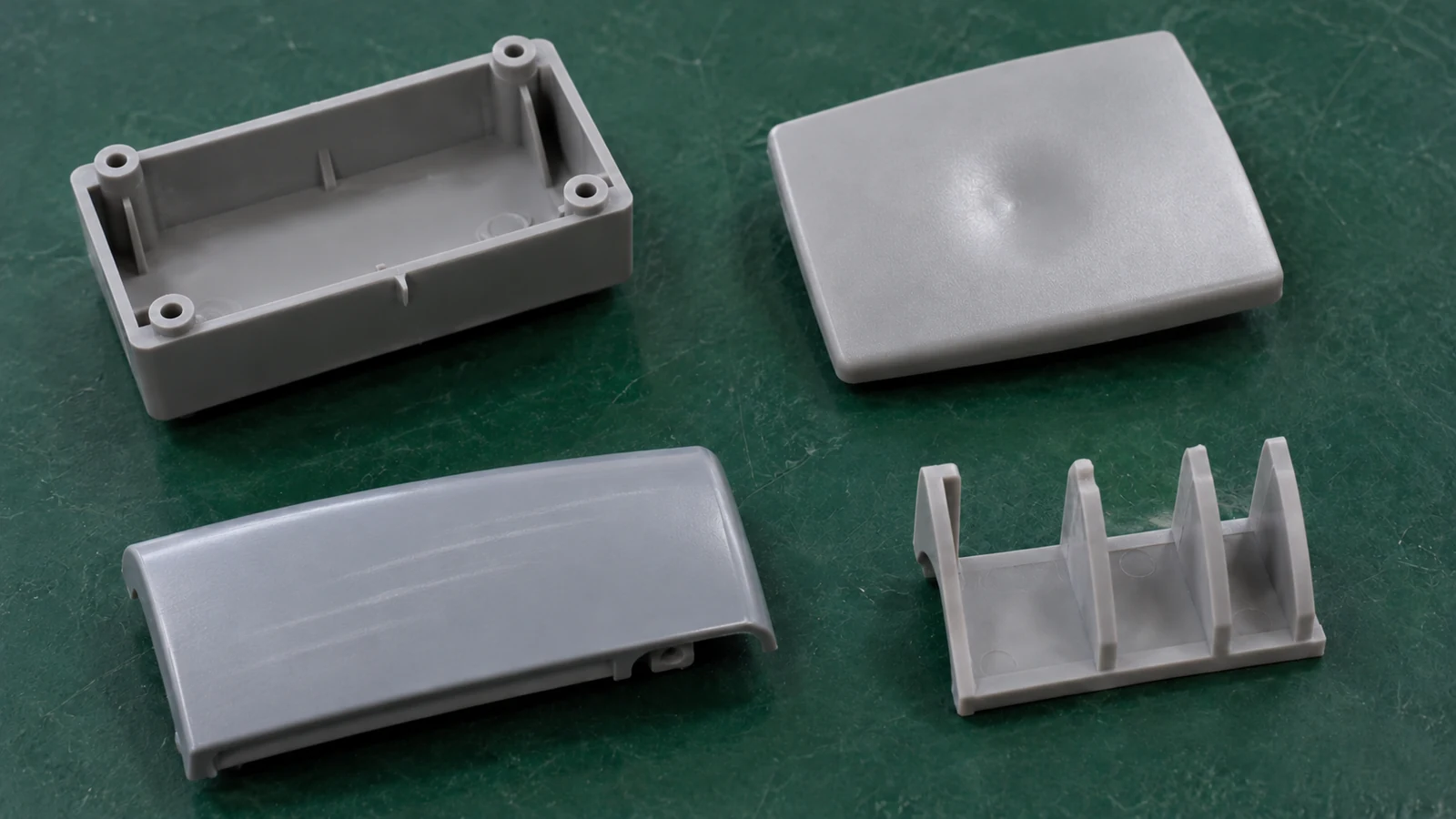 Hata gösteren kalıplanmış plastik parçalar Molded plastic parts showing defects