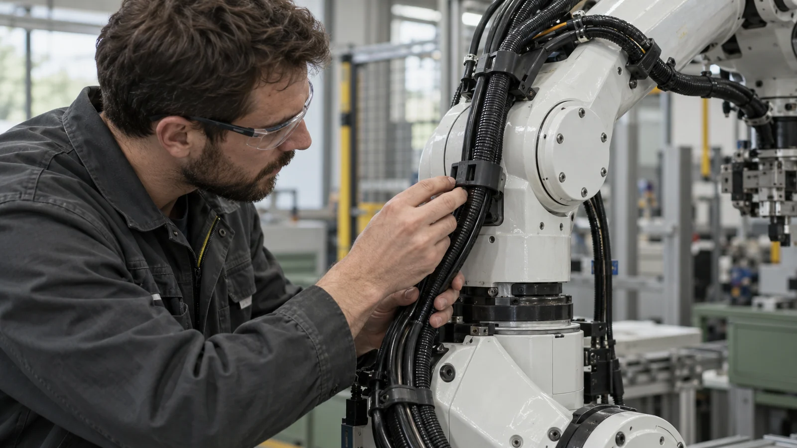 Technician inspects cable wear after cycling