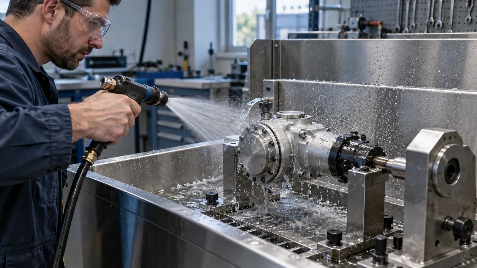 Assembled joint undergoing leak test